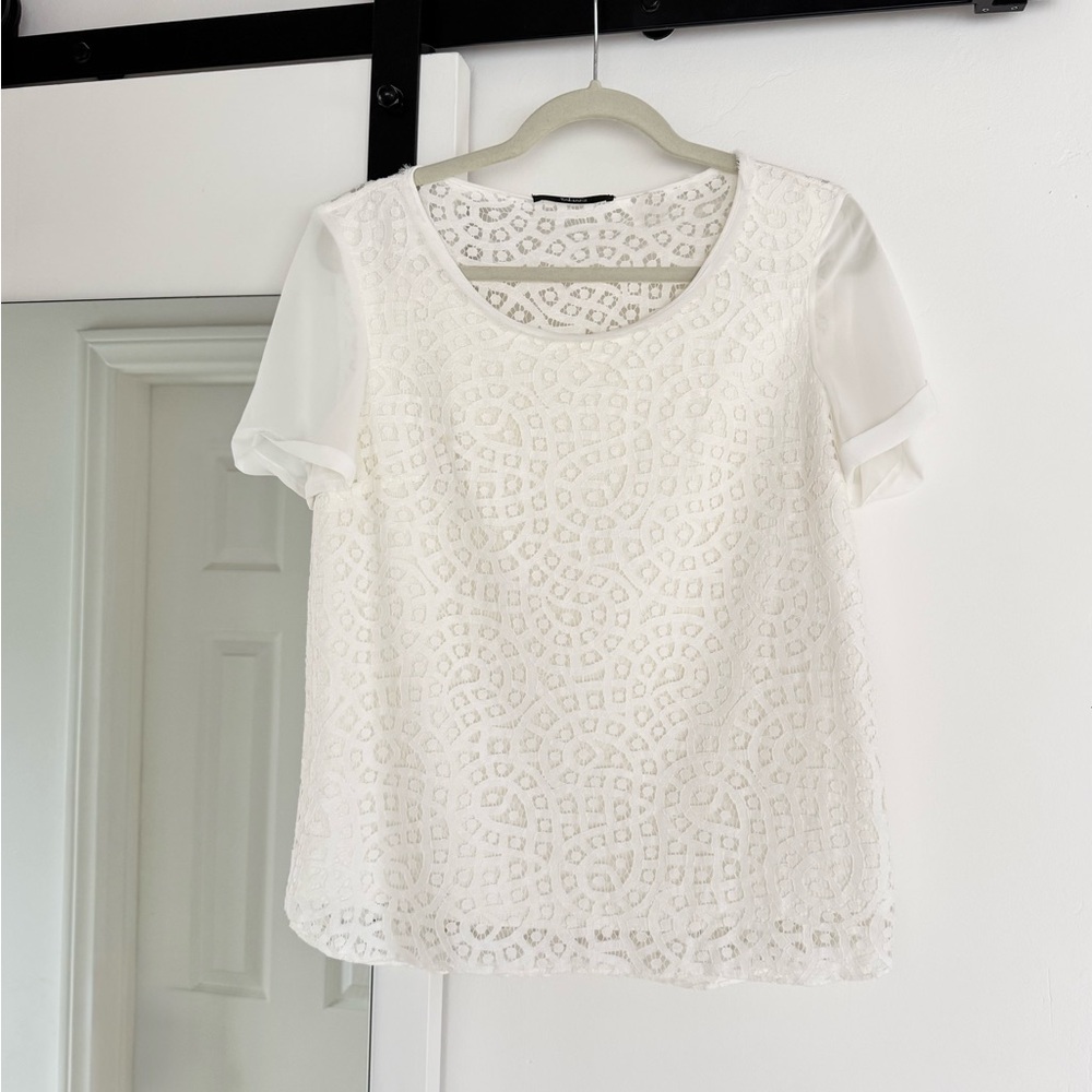 TAHARI Cream Lace Eyelet Women’s Top